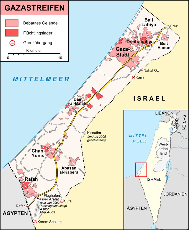 Gazastreifen in Israel bzw. Palästina